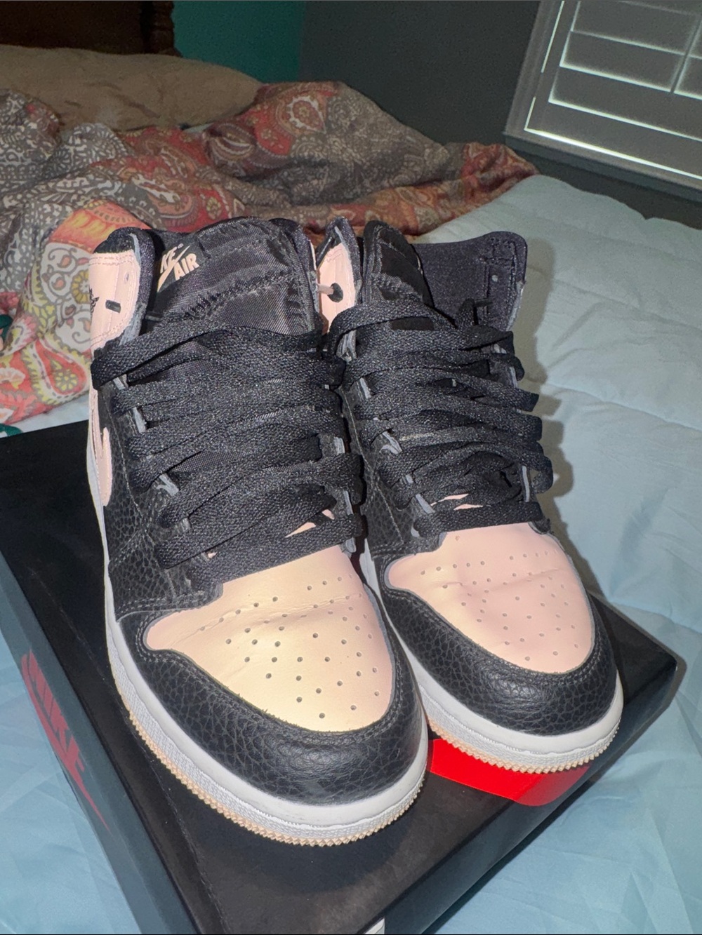 Jordan Kids Black and Light Pink High-Top Sneakers